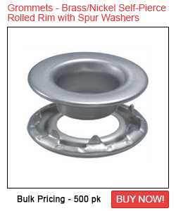 Grommets - Brass/Nickel Self-Piercing Rolled Rim With Spur Washers Sale